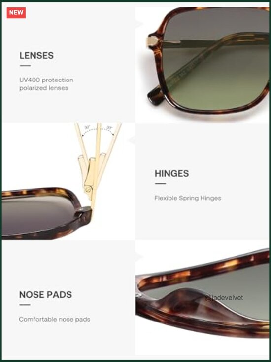 Retro Square Aviator Sunglasses - Polarized UV400 main image 6